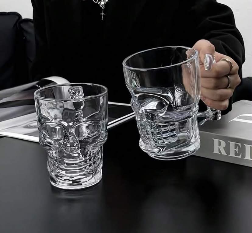 Crystal Glass Cup With Skull Design, Blown Glass, Suitable For Cold Drinks,