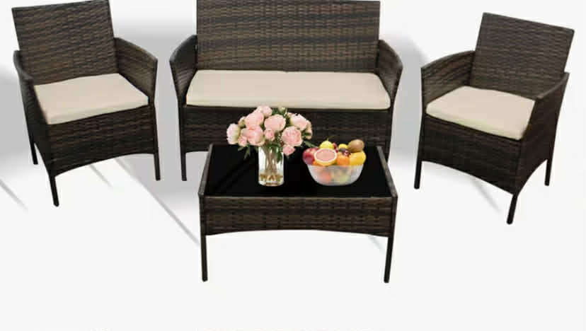 Garden Furniture Sofa Chairs Table Set Rattan Conservatory Ootdoor Patio Seat Cushion With Single Armchairs With Coffee Table Sofa