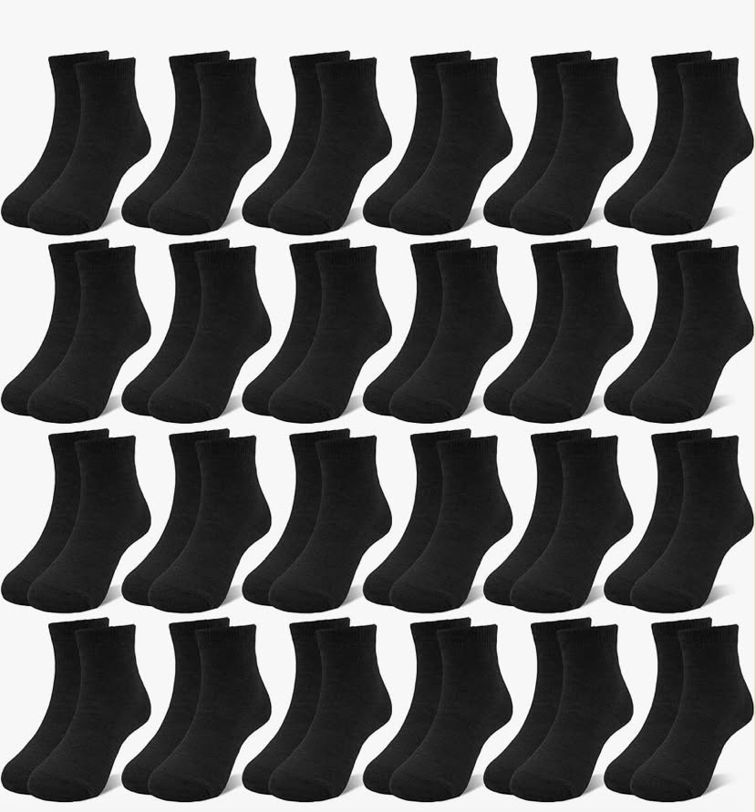24 Pairs Boys Girls Socks Kids Socks Toddler School Socks Black Boys Sports Socks