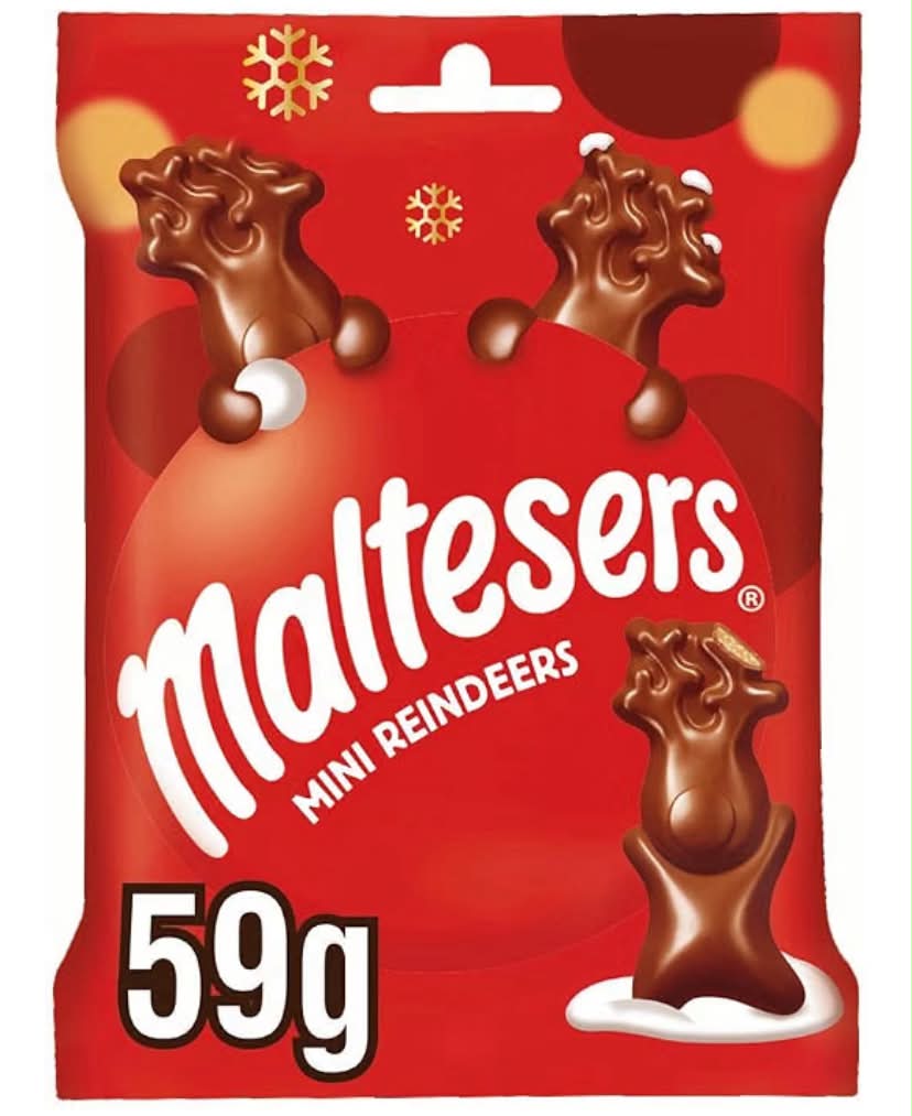 Maltesers Reindeer Chocolate Christmas Small Sharing 59g
Milk Chocolate with Honeycomb Festive Sweets,
