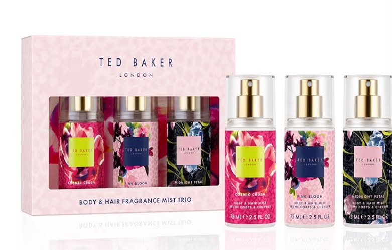 Ted Baker Fusion Mini Body & Hair Mist Trio Gift Set, 3x 75ml