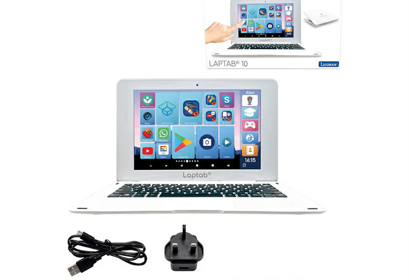 LEXIBOOK, LAPTAB® 10 Inches Version 11, Laptop with LCD Touch Screen, Designed for The Whole Family, Educational and Fun Content, Powered by Android™, Parental Control, Ultra Thin and Light, LT11EN