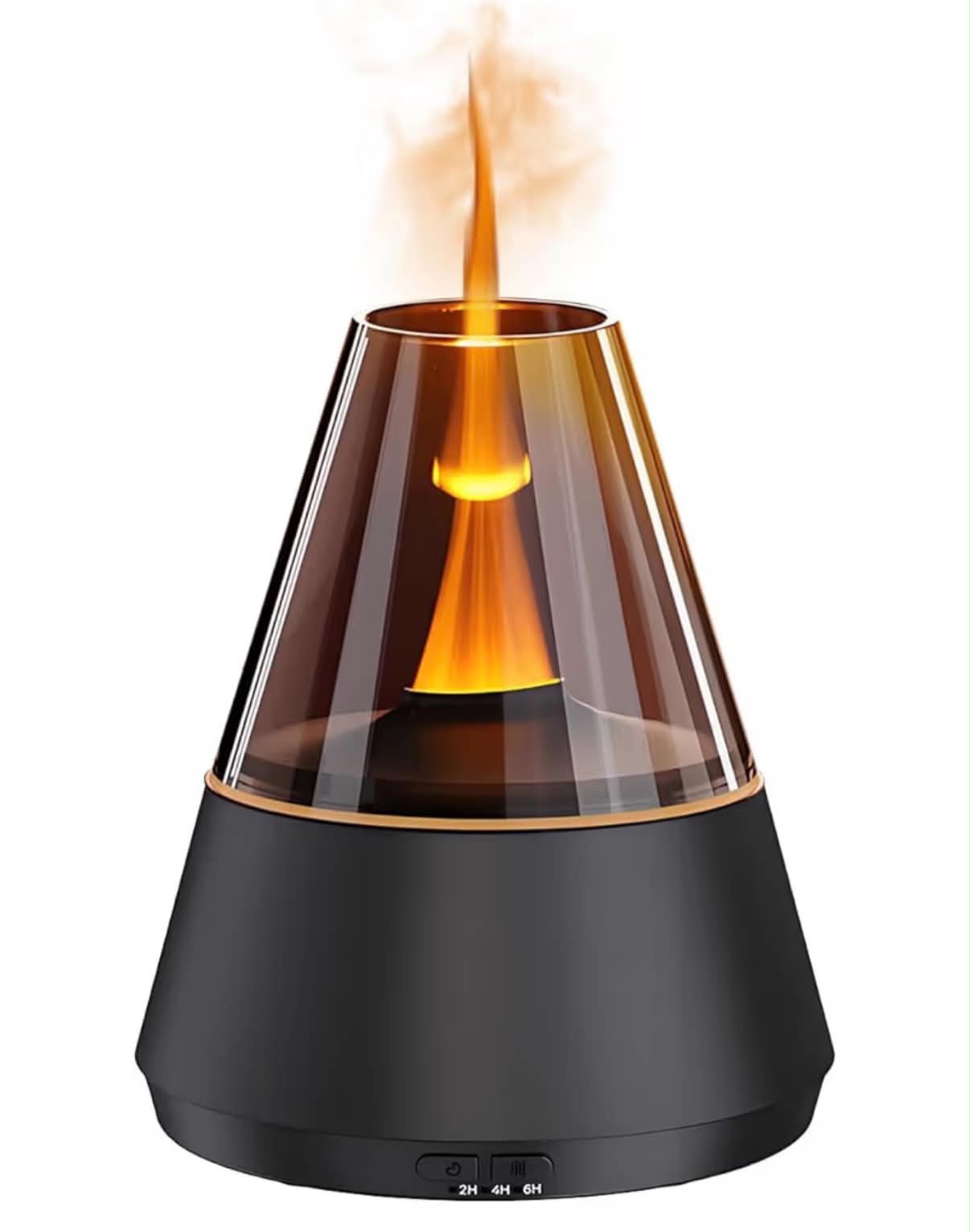 Flame Aroma Diffuser 150ml – Essential Oil Humidifier with Simulated Flame & Color Changing Ambient Light, 2H/4H/6H Timer, Auto Shut-Off, Ultrasonic