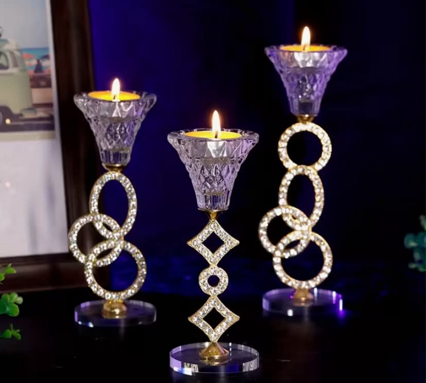 Crystal Candlestick Set, Transparent Candlestick, Crystal Glass Candlestick, Romantic Wedding Home Aromatherapy Candlestick