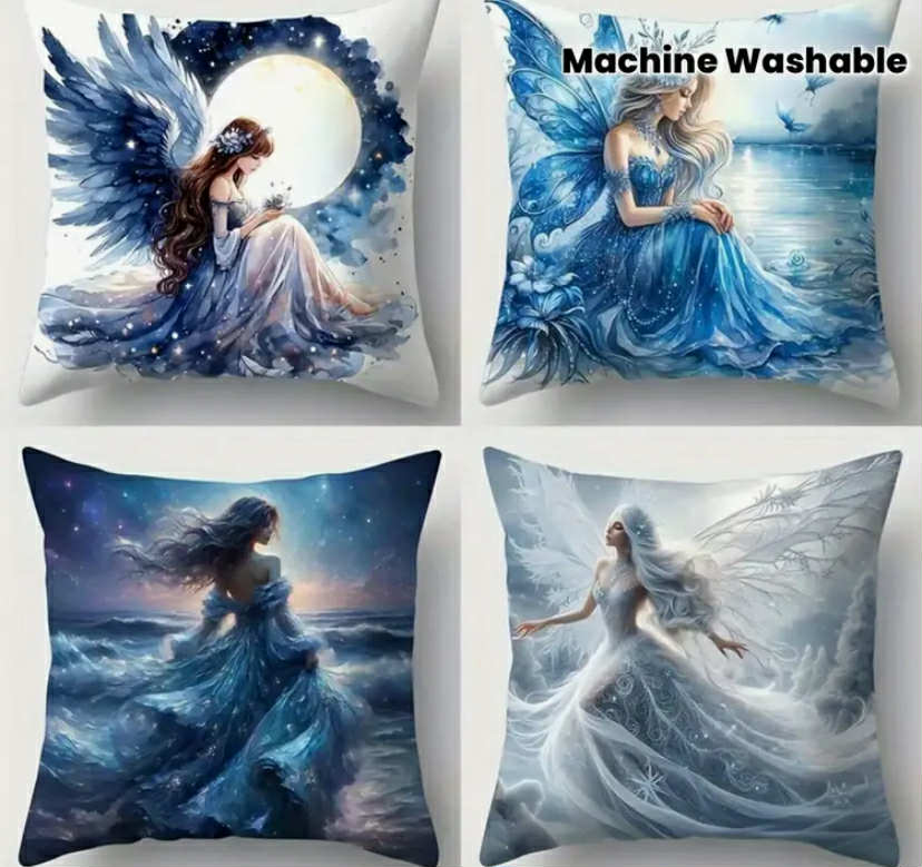 Set of 4 Tale Princess Themed Pillowcases