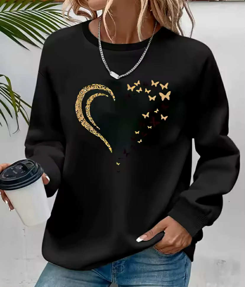 Large-Sized Sweatshirt With A Heart Print