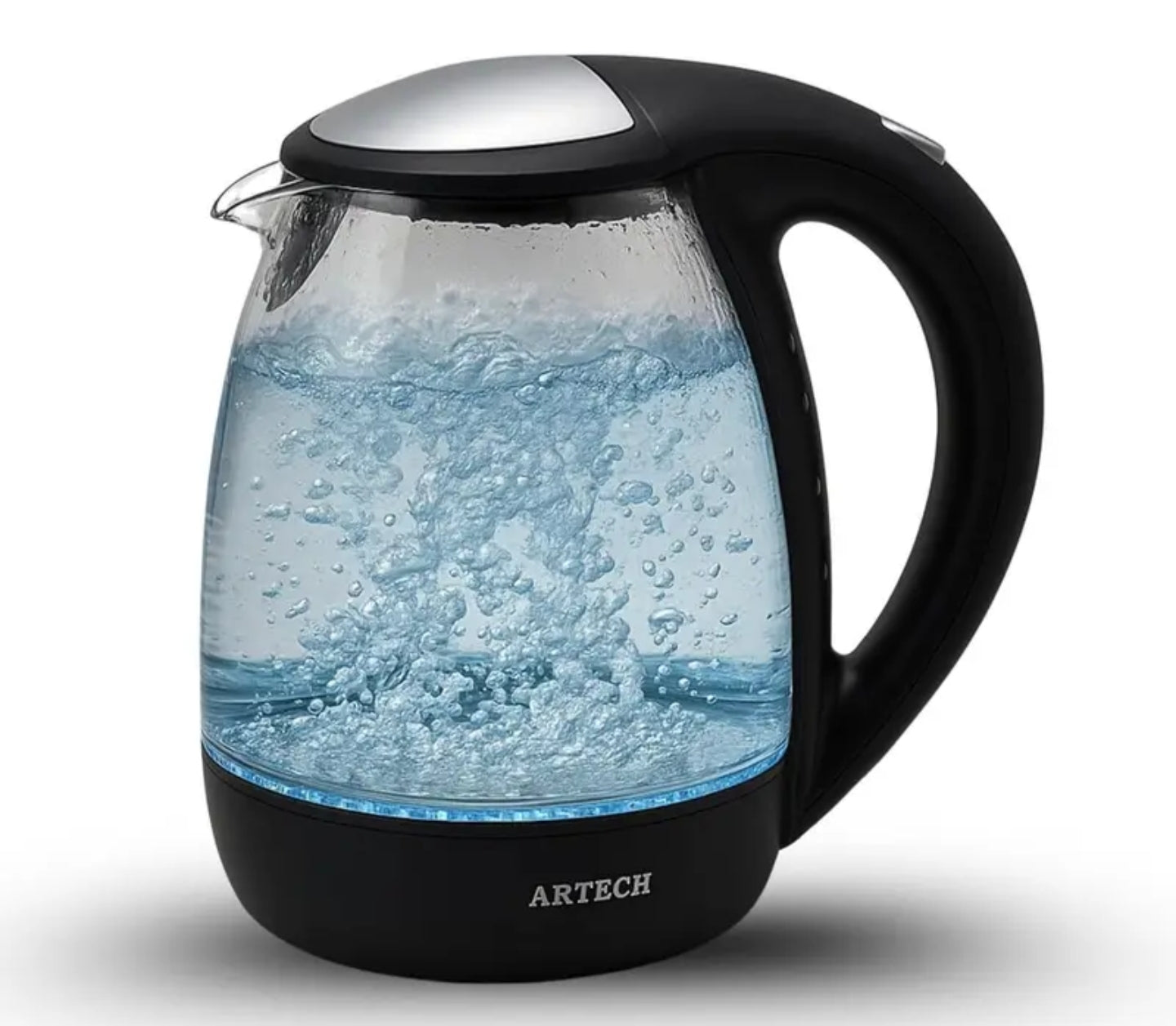 Trendi Electric Kettle 1.7L Glass – Fast Boil 2200W Water Boiler, BPA-Free, Cordless, LED Light, Auto Shut-Off, Boil-Dry Protection, Black Borosilicate Glass Kettle