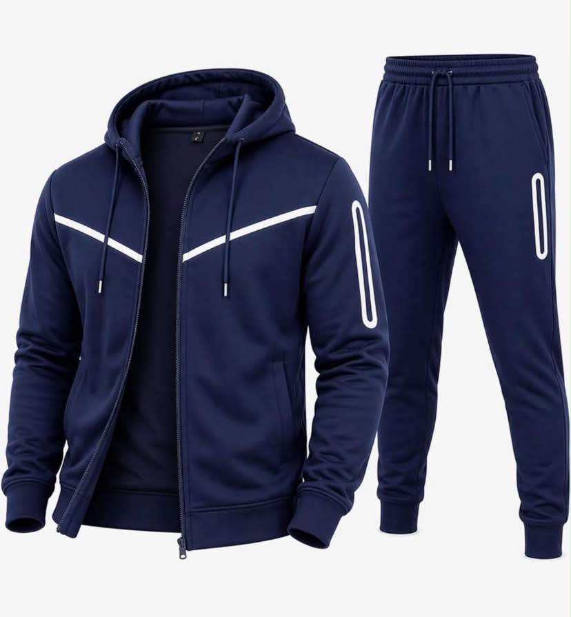 Mens Tracksuit Co-Ord Set - Full Sleeve Zip Up Hooded Fleece Top with Activewear Bottom Sports