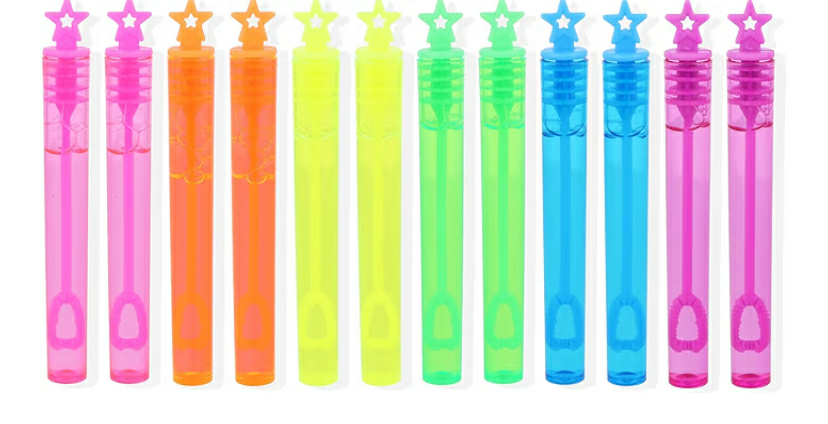 Henbrandt 12 x Neon Star Party Bubble Tubes with Wand Children's 4ml Bubbles Loot Bag Fillers Summer Games for Boys and Girls Kids Party Bags