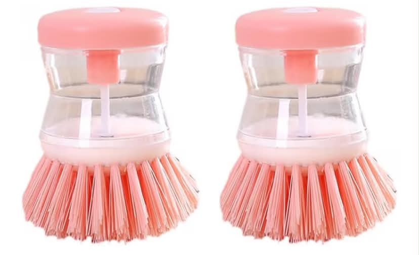 Pink Dish Brush with Soap Dispenser,Soap Dispensing Brush, Kitchen Brush,Dish Pot Pan Sink Cleaning, Dish Brush Washing Utensils,Washing Up Liquid Dispenser,Soap Dispensing