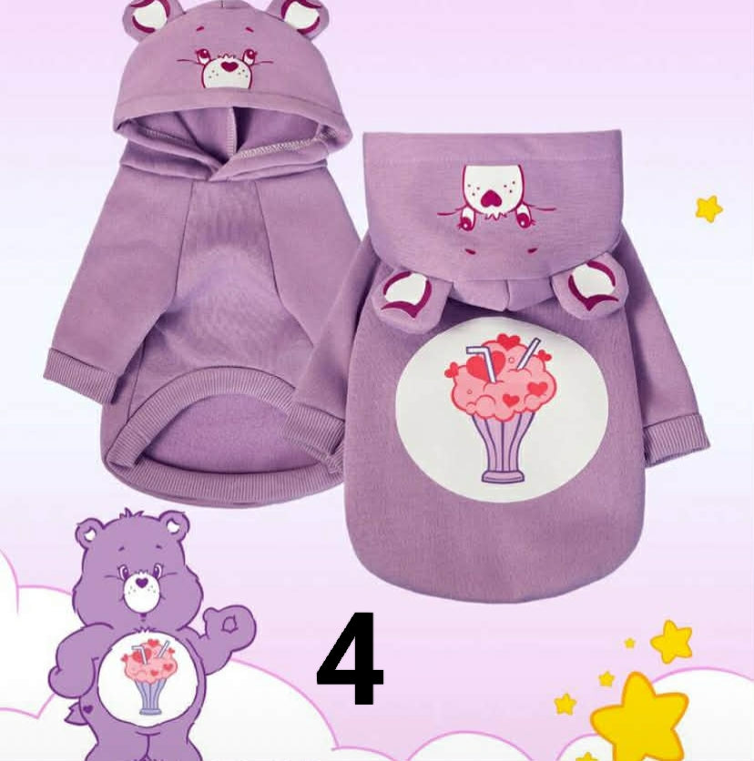 1 pc Share Bear Printed Purple Cute 3D Ears Hoodie Hoodie Pet Cat Dog Universal Velvet Warm And Comfortable Dog Hoodie