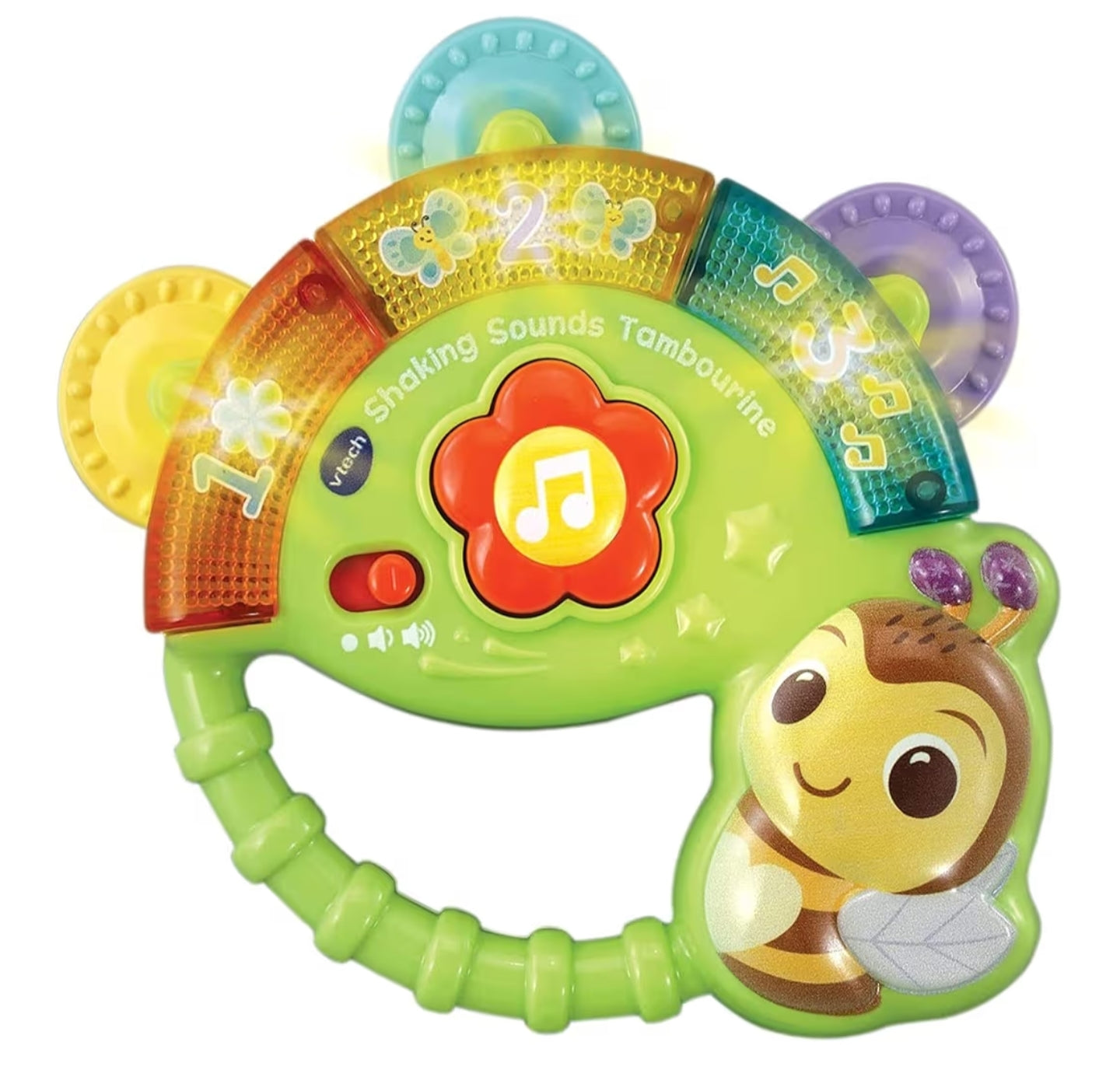 VTech Baby Shaking Sounds Tambourine, Sensory Toy with Lights, Music, Colours, Interactive Gift for Boys & Girls 3, 6, 9, 12, 24 months, English Version