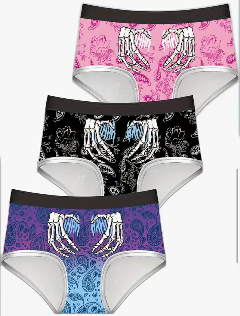 Set of 3 Women'S Underwear Featuring Fun And Quirky Designs. Soft, Stretchy, Breathable, And Comfortable Fit