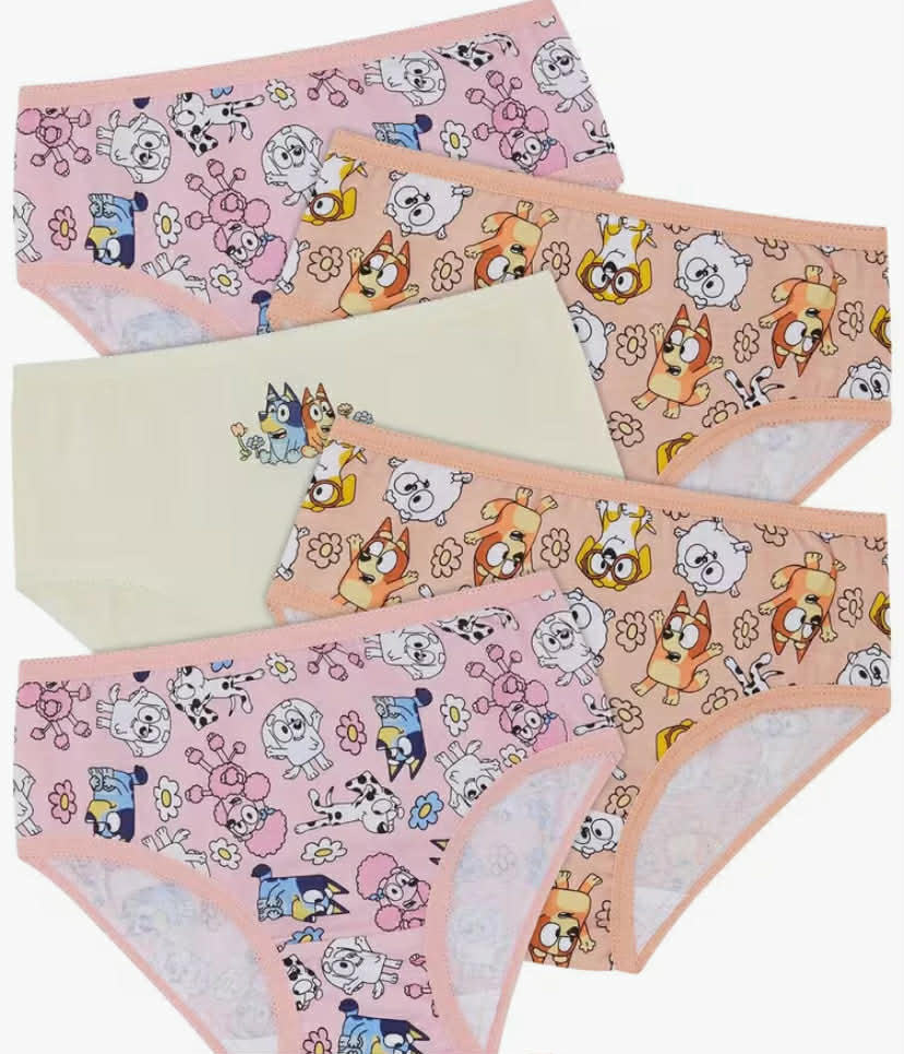 Bluey Five Pack Girls 100% Cotton Bingo Briefs