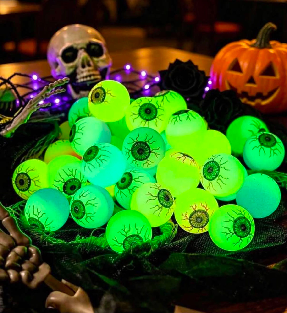 10 Halloween Glow-In-The-Dark Bouncy Balls, Halloween Luminous Soft Bouncy Balls,