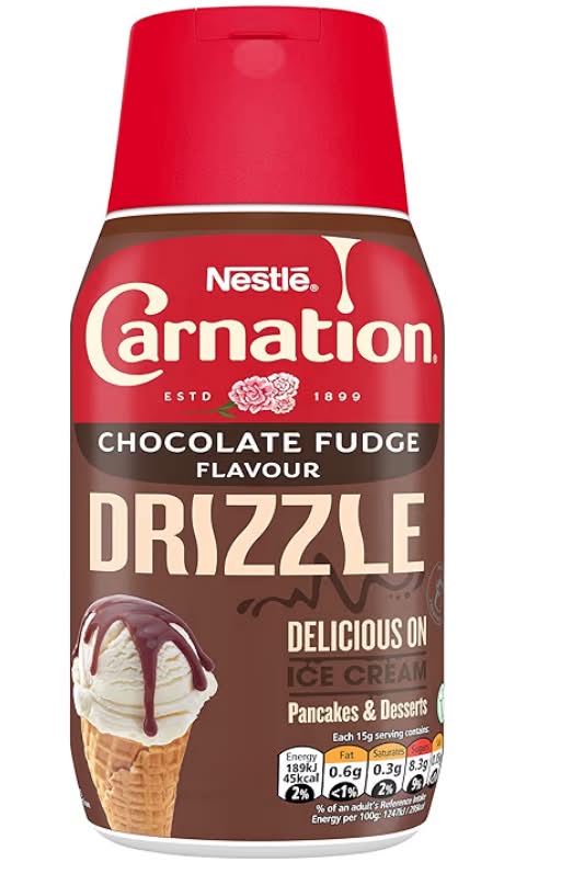 Nestlé Carnation Chocolate Drizzle Condensed Milk Dessert Sauce Bottle 450g, Brown