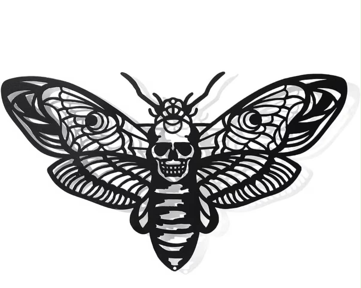 Moth Shape Metal Wall Art Decor, Black Wall Hanging Decor Silhouette Wall Art Decoration, 17.6x30x0.1cm