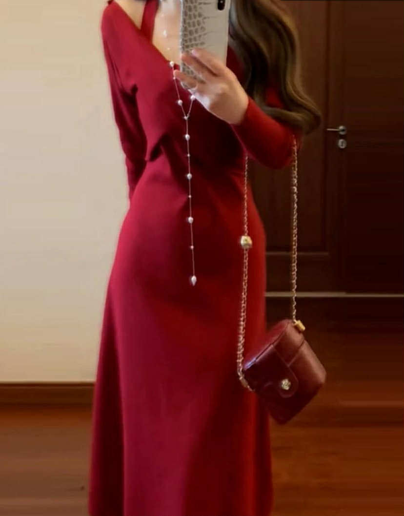 Long red dress