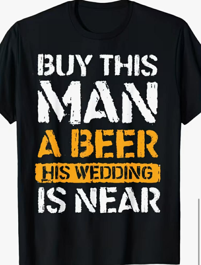 Men's Funny Wedding T-Shirt - "Buy This for Man a Beer" Groom Squad Gift, 100% Cotton Casual Short Sleeve Shirt with Wedding Party Slogan, Bachelor Party Outfit & Groomsmen Apparel for Beer Lovers