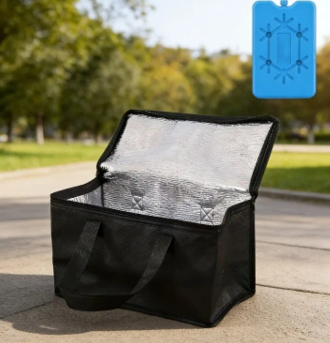 Insulated Refrigerated Bag+reusable Ice Box Set - Dual Cooling Effect, Outdoor Leak Proof Aluminum Foil, Suitable for Beaches, Picnics, Camping Trips (non Food Contact)