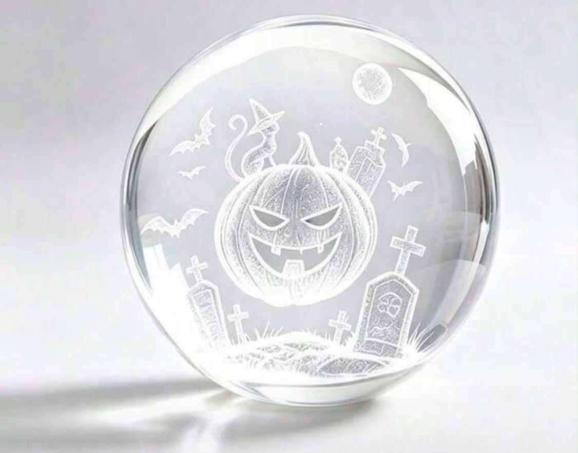 1pc Halloween Ghost 3D Crystal Ball, Pumpkin Demon Crystal Ball Mini Decoration, Halloween