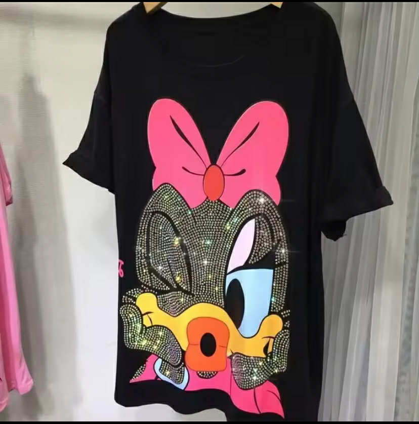 Plus Size 2-300lbs Summer Heavy Embellished T-Shirt