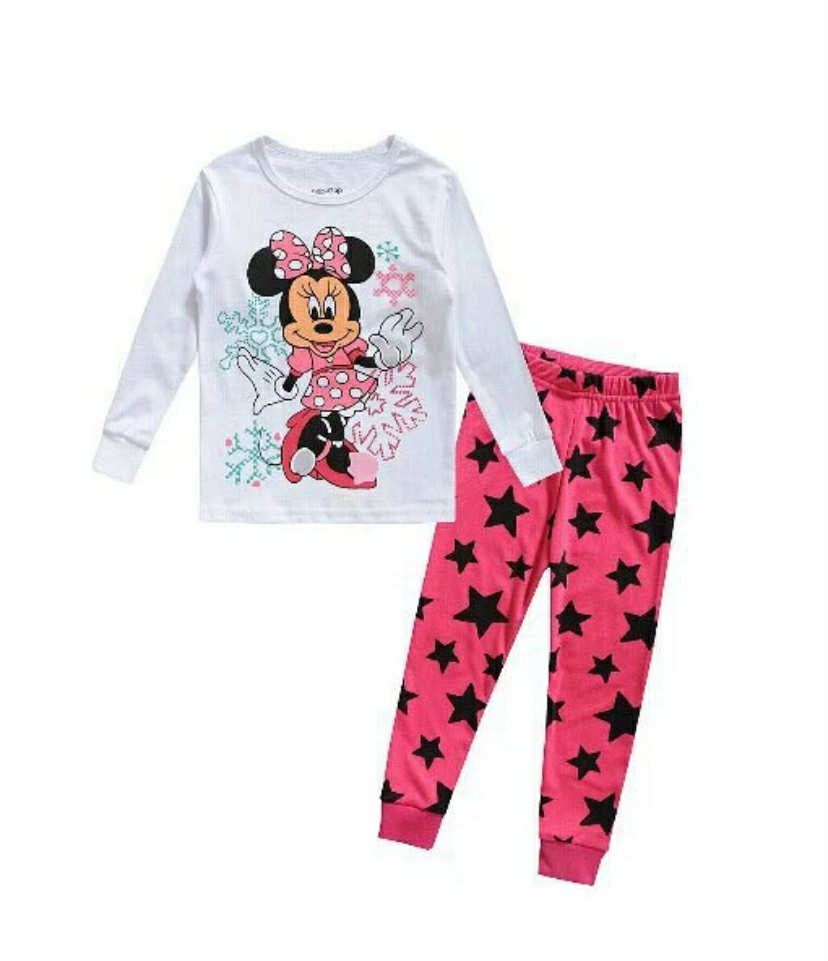 Kids Boy Girls Micky Minie Mouse Pyjamas Sleepwear Long Sleeve Nightwear Pjs Set