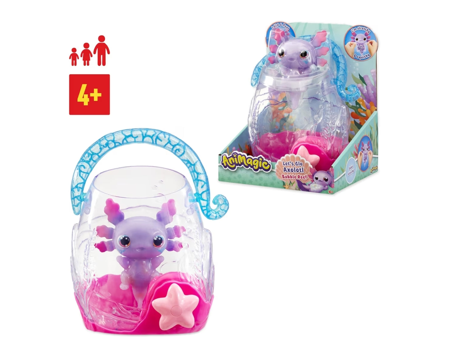 Animagic Let's Glo Axolotl Bubble Reef Interactive Electronic Pets Portable Magic Bubble Aquarium,