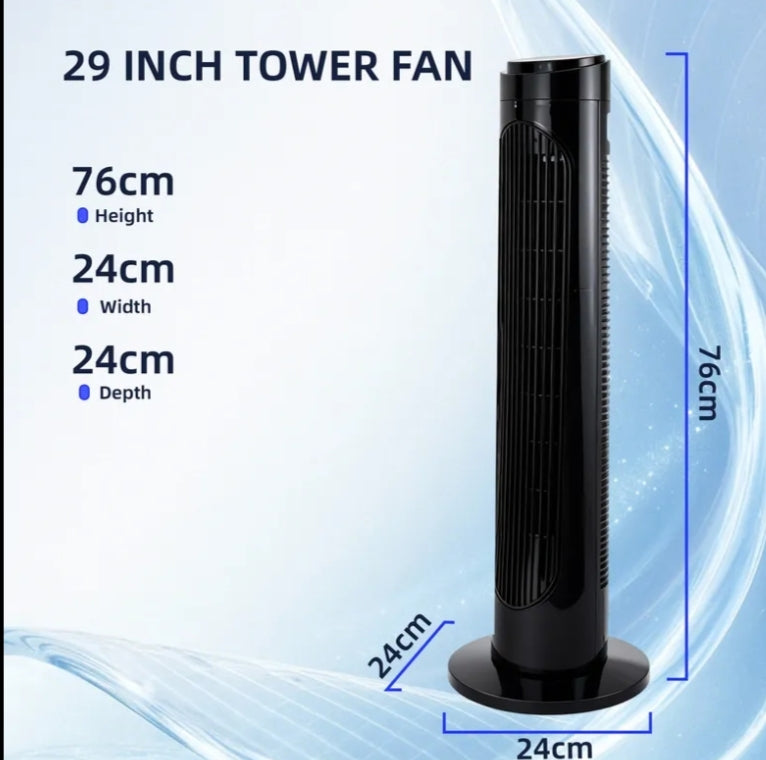 29'' Oscillating Tower Fan Air Cooling 3 Speed Portable Free Stand With Remote Control