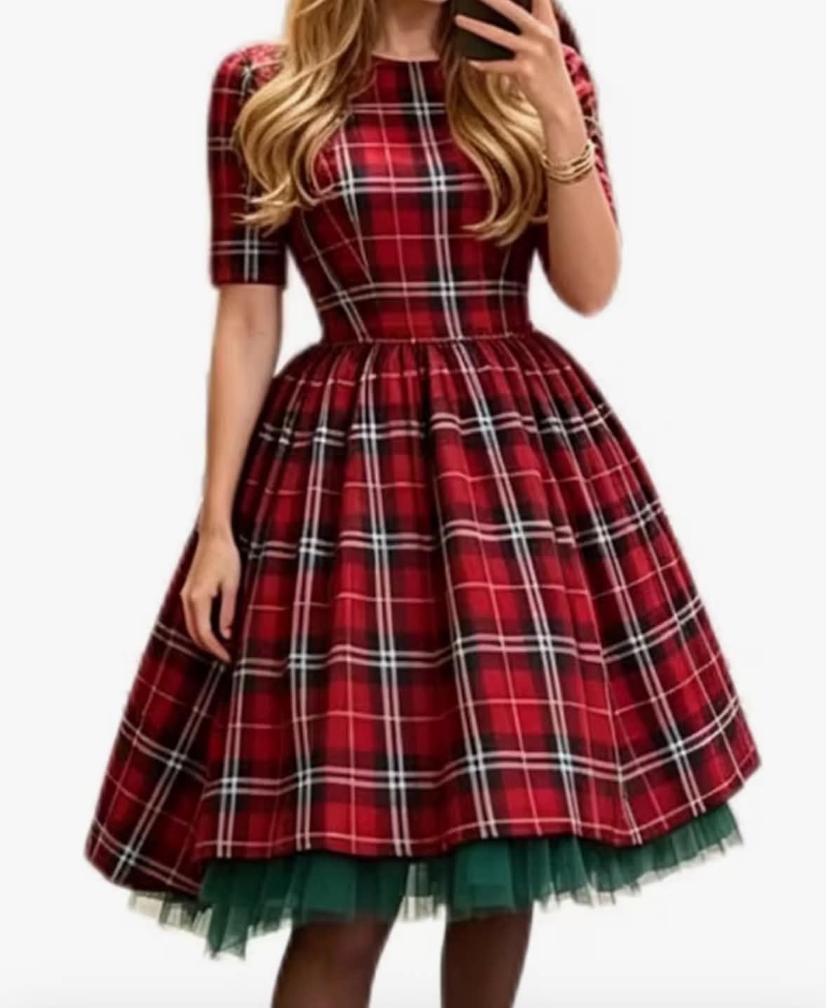 Red Tartan Fit & Flare Dress