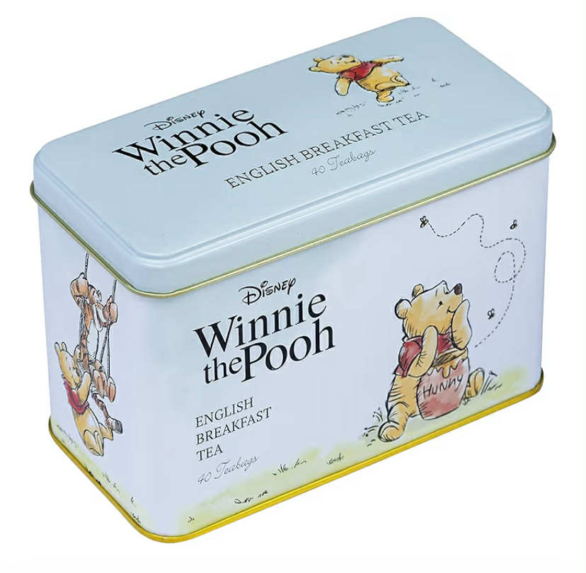 New English Teas Winnie the Pooh Tea Caddy with 40 English Breakfast Teabags, Tigger, Piglet & Eeyore