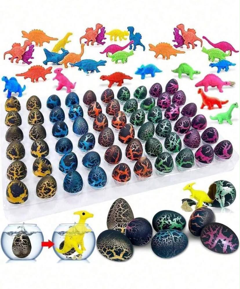 2 pieces Dinosaur Eggs Hatched In Water - Party Gifts, Birthday Supplies, Gift Bag Fillers, Classroom Carnival Prizes, Novelty Aquatic Dinosaur Eggs (Including Toys),