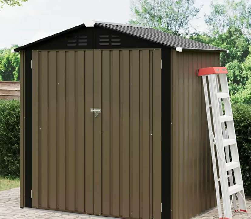 6x4ft Outdoor Storage Shed with Slanted Roof And Double Lock Doors,