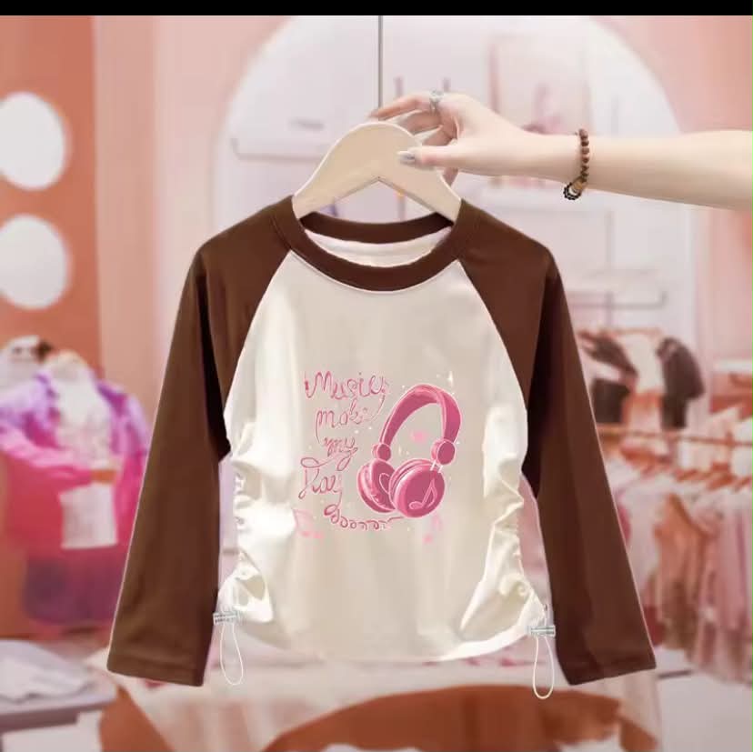 Cute Raglan Long Sleeve Top for Girl
