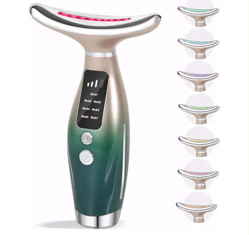 Face Massager - Anti-Wrinkle Face Device, LED Light EMS Facial Sculptor with 7 Colors, 3 Modes 45°C Guasha Tool, for SkinTightening & Neck Lifting EMS Massage Face Toning Firming for Women