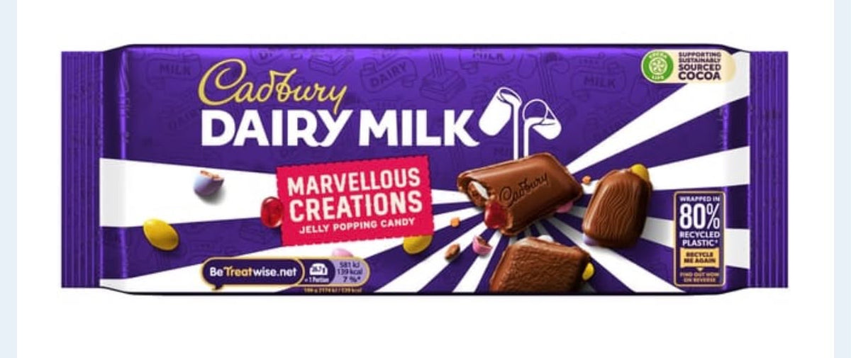 Cadbury Dairy Milk Marvellous Creations Jelly Popping Candy Chocolate Bar 160g