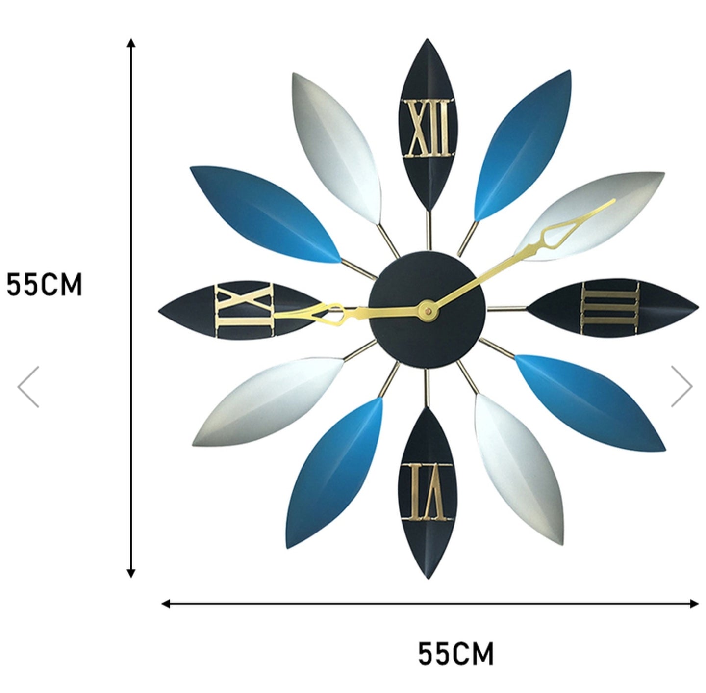 Leaf-Shaped Silent Metal Wall Clock