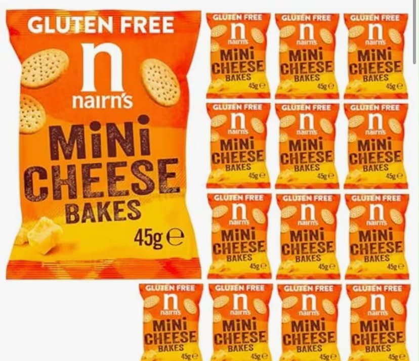 Nairn's Gluten Free Mini Cheese Bakes - 45g - Wholegrain Oats - Source of Fibre - Healthy Cheese Snacks - Suitable for Coeliacs - Pack of 14
