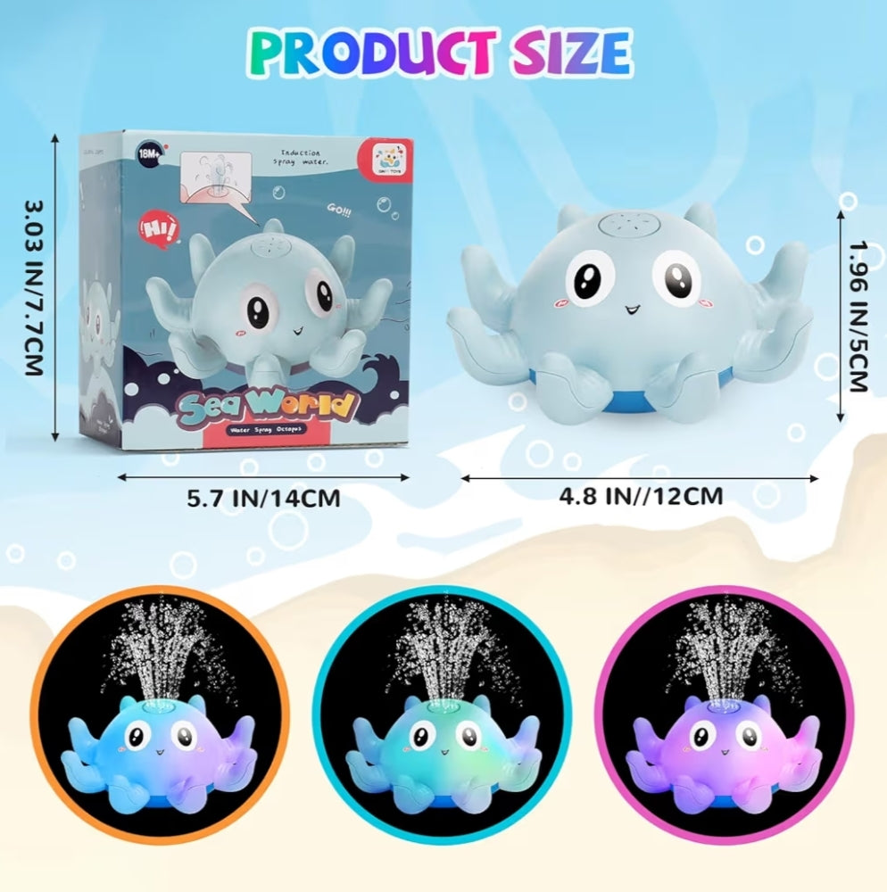 Baby Bath Toys, Octopus Sensory Light Up Bath Toys, Automatic Induction Spray Water Toys, Bath Time Shower Gifts for Baby Girls Boys
