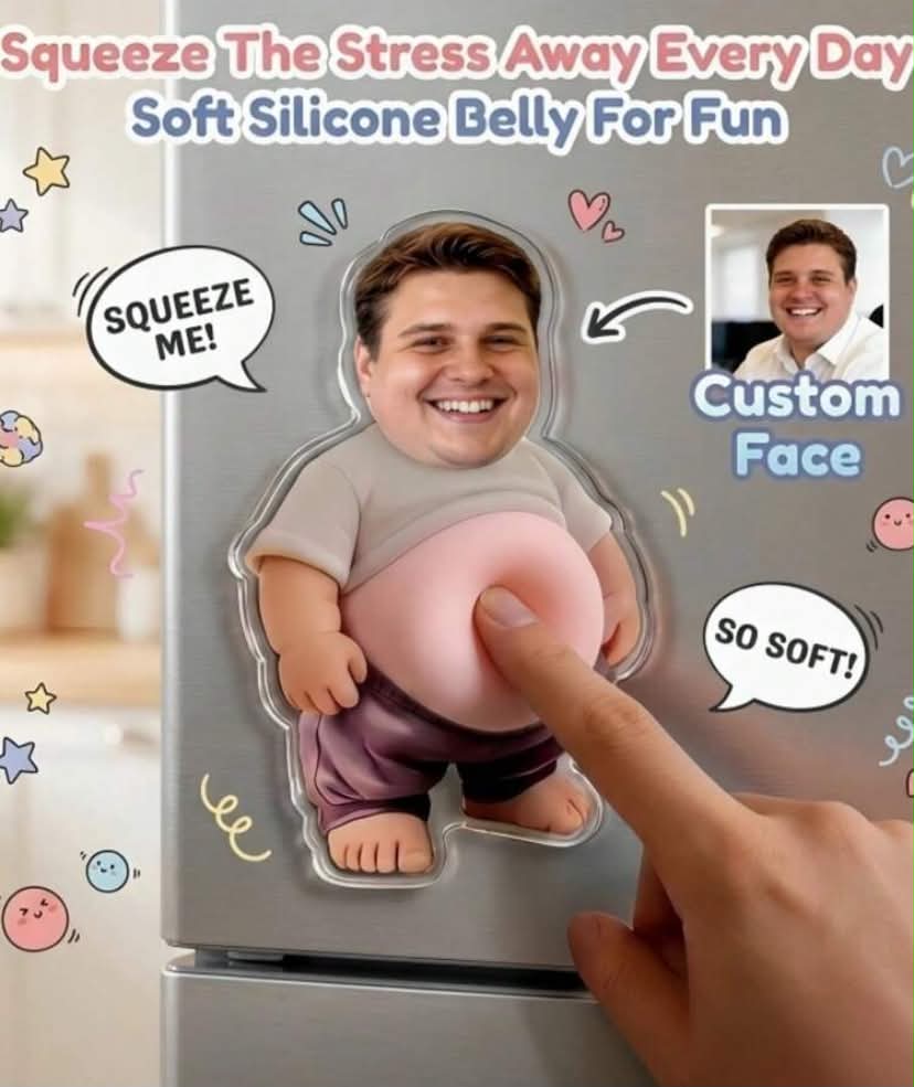 1 pc Custom Funny Face Acrylic Fridge Magnet Funny Photo Gift Cute Decorative Refrigerator Magnet Unique Custom Face Magnet Acrylic Big Belly Fridge