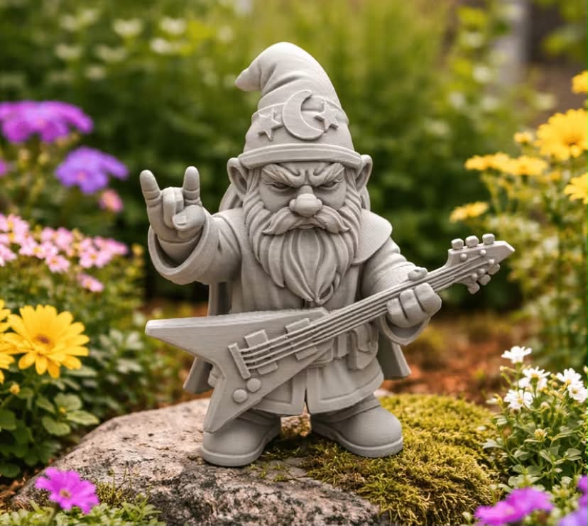1 pc Collectible Figure Fun Goblin Band Rock Guitarist Garden Statue Ornament - Outdoor Courtyard Creative