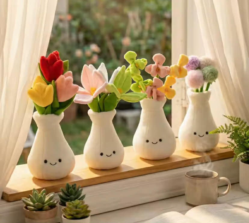 Cute Flower Vase Plush Toy A Bouquet Of Flower