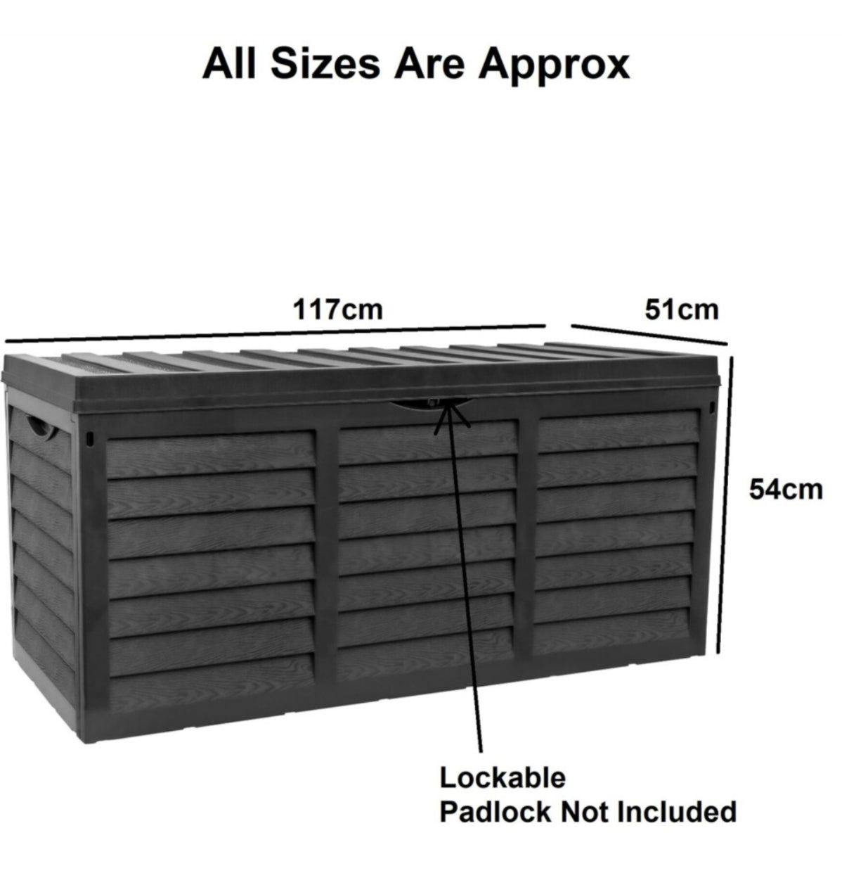 Garden Black 320L Outdoor Storage Box | Plastic Garden Utility Chest