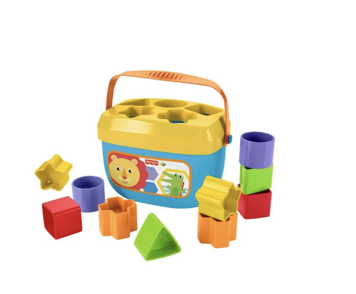 Baby’s First Blocks, Baby Toy
Stacking Toy Set of 10 Shapes with Storage Bucket, Sorting Play for Infants Ages 6+ Months