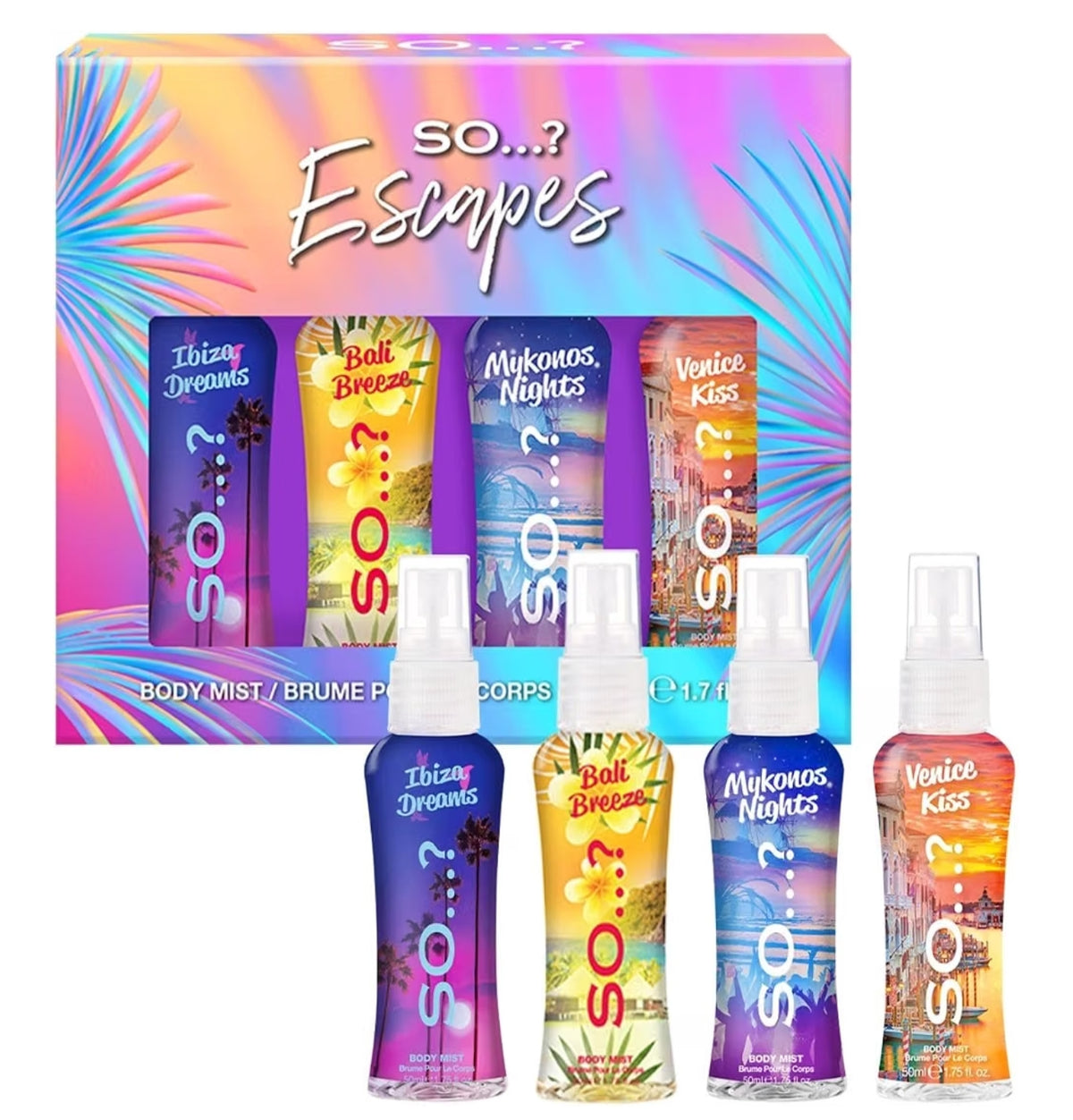 So…? Escapes Womens Gift Set, Spray Set (4 x 50ml)