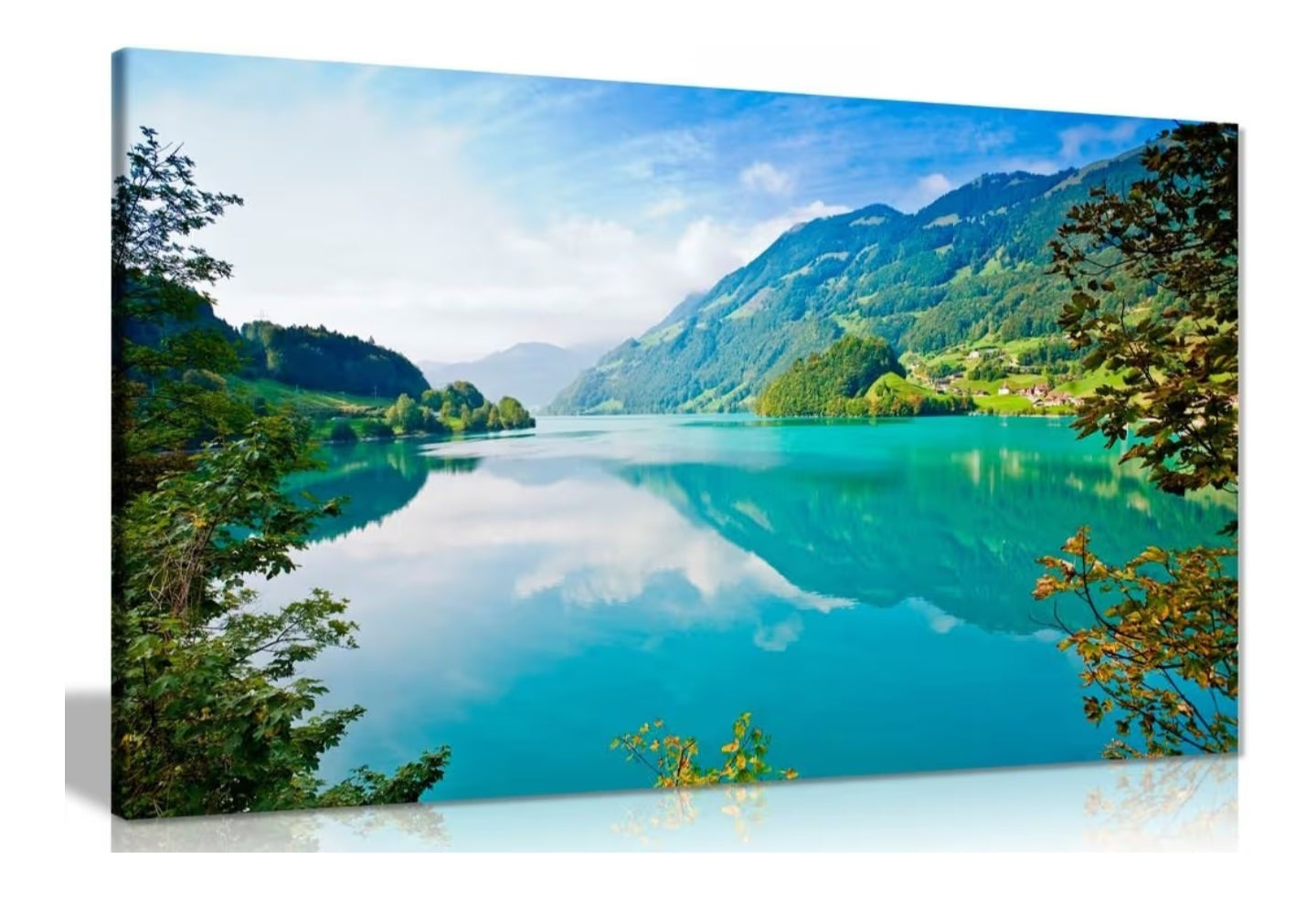 Lake Mountains And Forests Nature Canvas Wall Art Picture Print