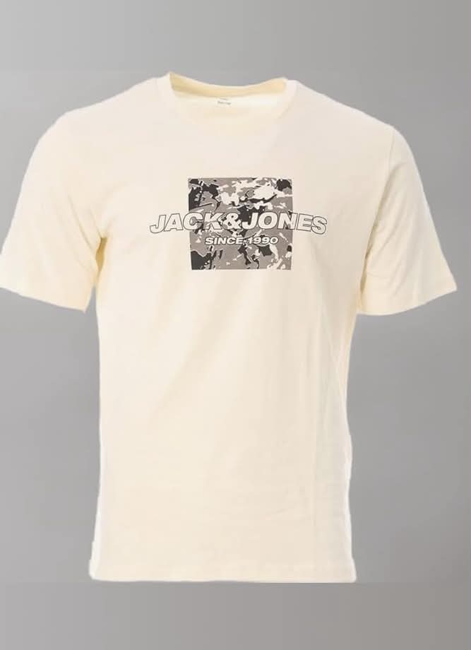 JACK & JONES Mens Crew Neck Short Sleeve T-Shirt, Casual Cotton Tee Top for Everyday Wear, Comfortable Regular Fit T-Shirt