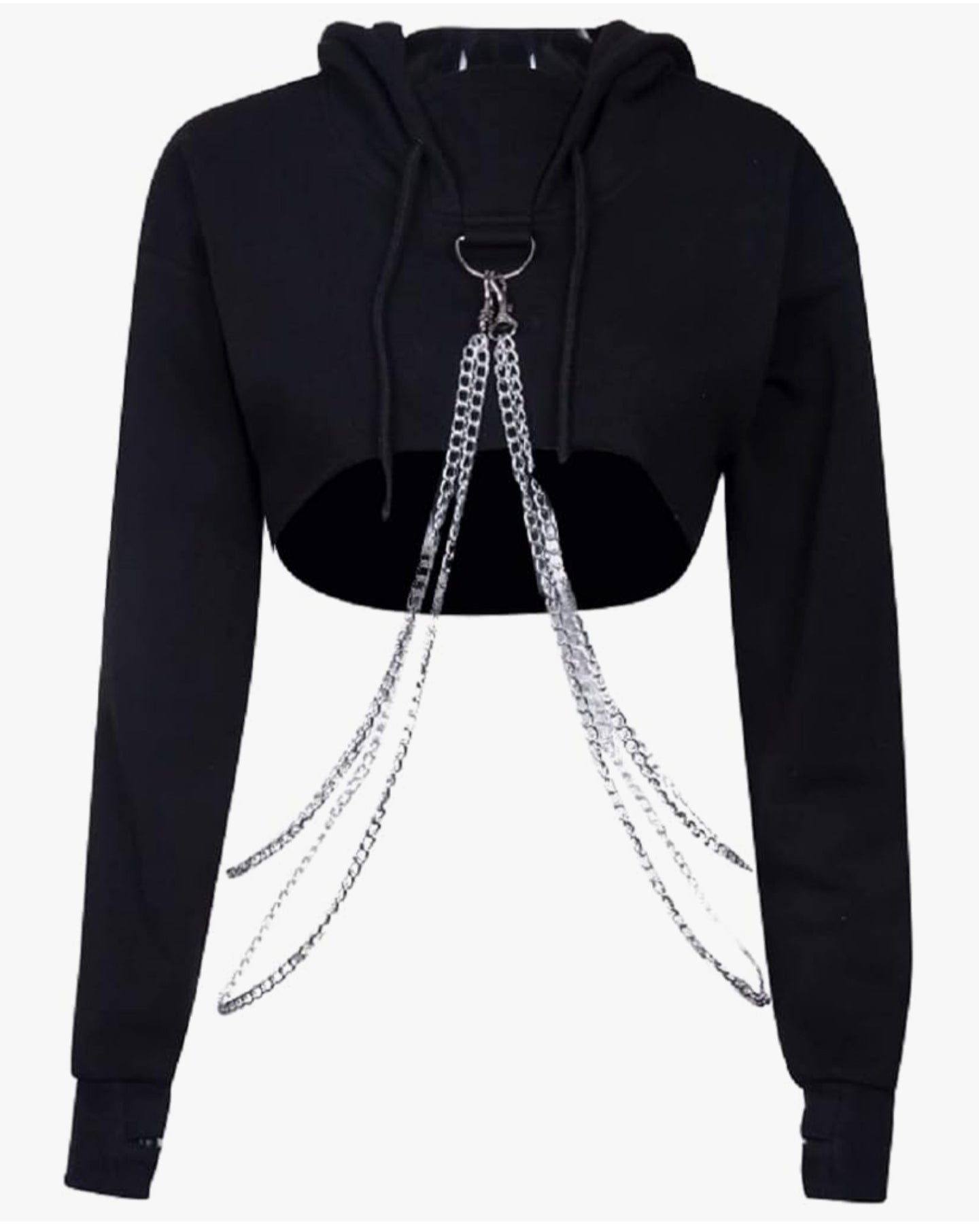 Hoodie Iron Chain Punk Rock Tops Y2K Grunge Long Sleeve Sweatshirt Alt Mall Goth Emo Shirt