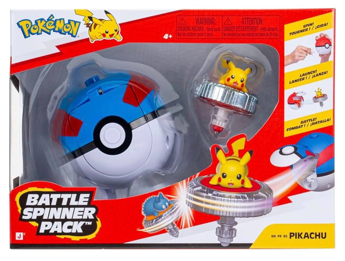 Pokémon Pikachu Battle Spinner Pack - Battle Spinner with Great Ball Spinner Launcher