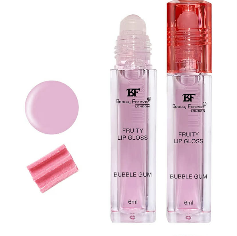Beauty Forever Fruity Roll on Lip Gloss, Moisturising & Hydrating, 6ml (Bubble Gum)